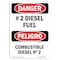 Signmission Safety Sign, OSHA Danger, 5" Height, No. 2 Diesel Fuel Bilingual Spanish OS-DS-D-35-VS-1120 - alternate 1